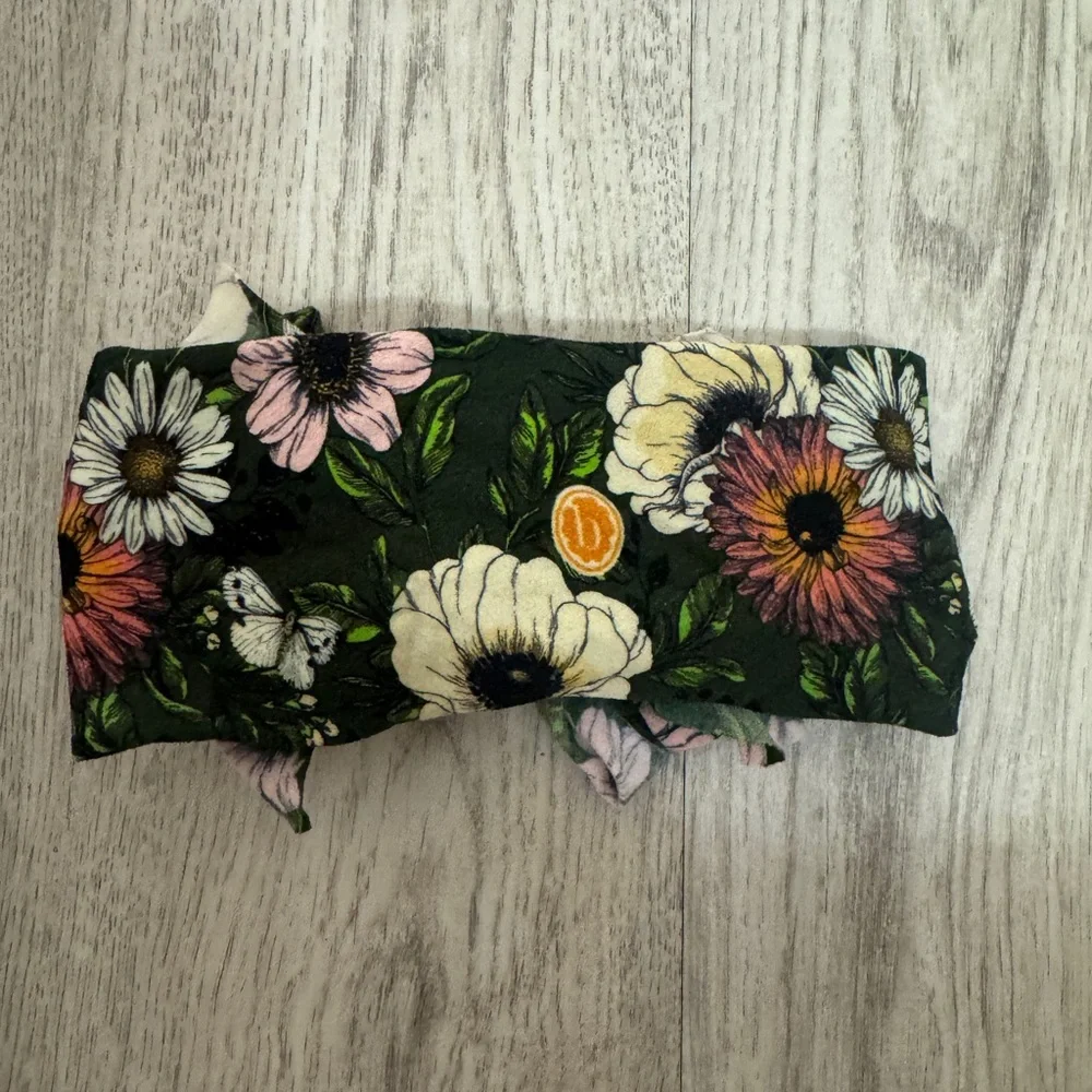 Floral Print Baby Bling FAB Bow - Green and Pink